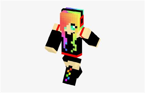 Emo Rainbow Girl Skin - Minecraft Skin - 317x453 PNG Download - PNGkit