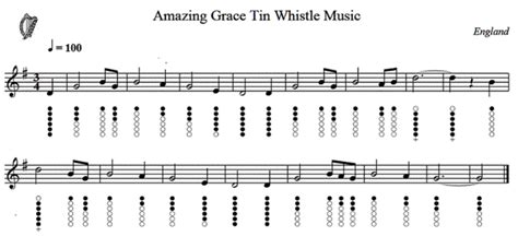 Amazing Grace Tin Whistle Sheet Music - Irish folk songs