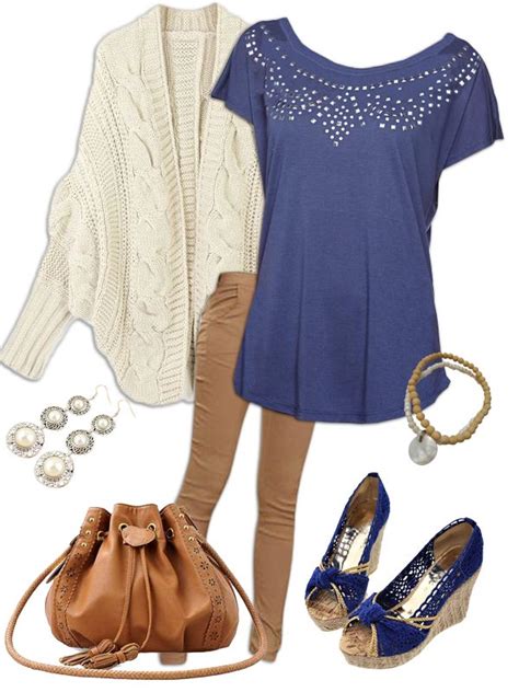 Blue and Beige Outfit 1