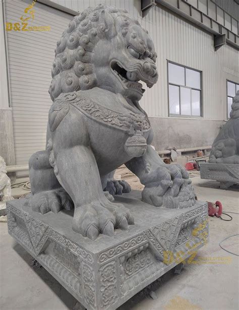 black carved chinese guardian lions art feng shui foo dog statue