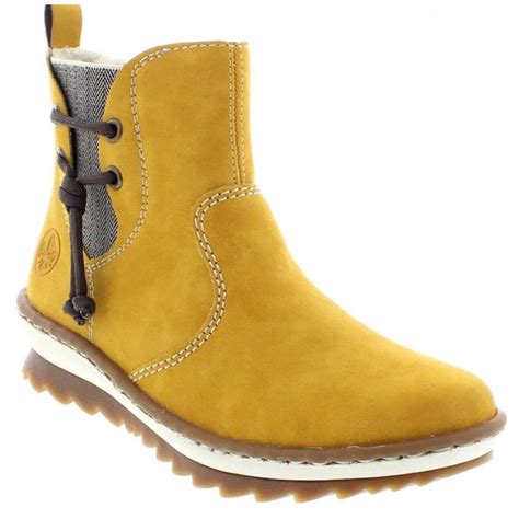 Rieker Womens Morelia Yellow Ankle Boots Z8691-68