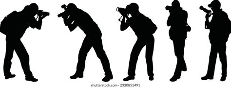 Vector Silhouette Cameraman On White Background Stock Vector (Royalty Free) 2330851491 ...