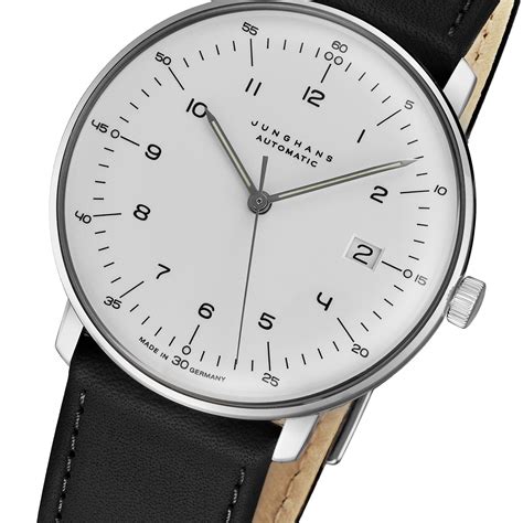 Junghans Max Bill Automatic Silver Dial Black Leather Strap Watch