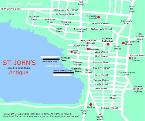 Street Map of St John's Antigua