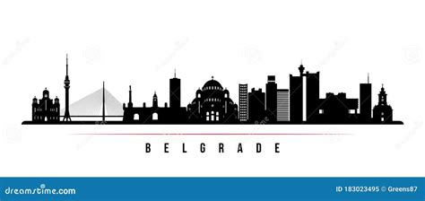 Belgrade Skyline Horizontal Banner. Black and White Silhouette of Belgrade, Serbia Stock Vector ...