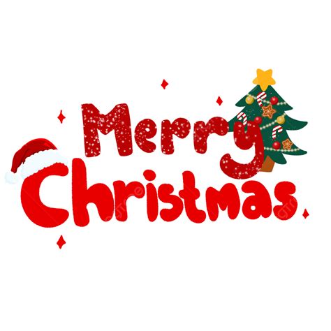 Merry Christmas Greeting Font With Transparent Tree Decorations ...