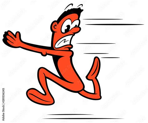 Cartoon style funny running away man, cartoon character. Stock Vector | Adobe Stock