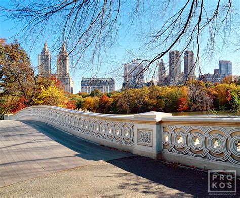 View of Bow Bridge in Autumn, Central Park - Fine Art Photo by Andrew Prokos