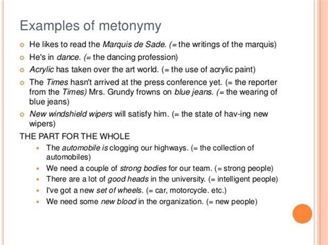 METONYMY EXAMPLES - alisen berde