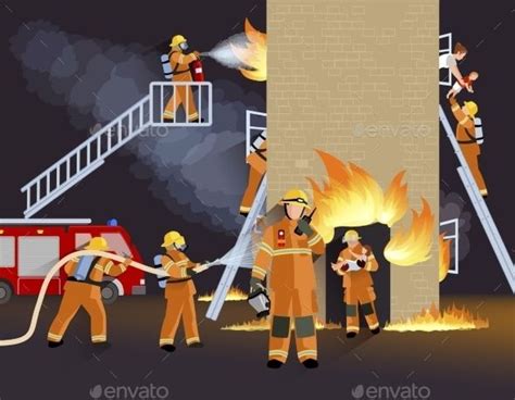 Firefighter People Design Concept | Concept design, Firefighter, Isometric illustration