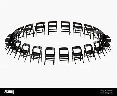 Black folding chair stay a round 3d rendering Stock Photo - Alamy