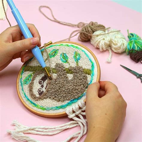 Punch Needle Kit For Beginners – Sloth – Vegetarian Craft Kit ...