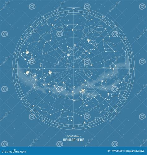 Southern Hemisphere. Star Map Of Vector Constellations. | CartoonDealer ...