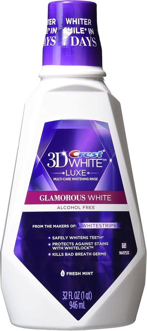 Amazon.com: Crest 3D White Multi-Care Whitening Rinse, Glamorous White, Fresh Mint-32 oz, 946 ...