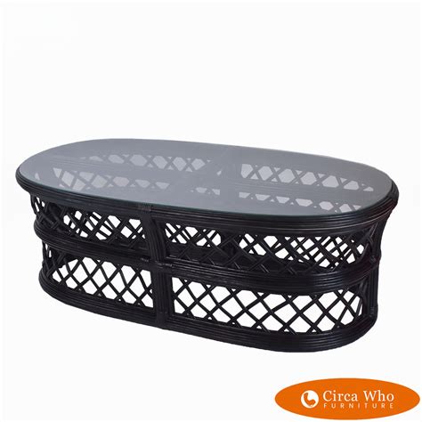 Oval Woven Rattan Black Coffee Table | Circa Who