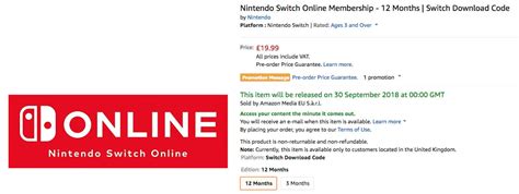 Nintendo Switch Online Membership Appears On Amazon, Said To Release ...