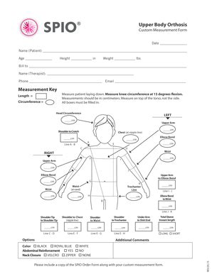 Spio Measurement Form - Fill Online, Printable, Fillable, Blank | pdfFiller