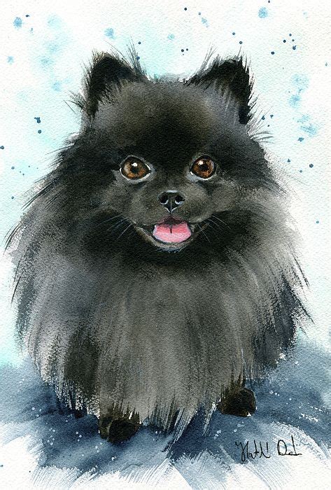 Barry Black Pomeranian Dog Painting by Dora Hathazi Mendes | Dog paintings, Dog canvas painting ...
