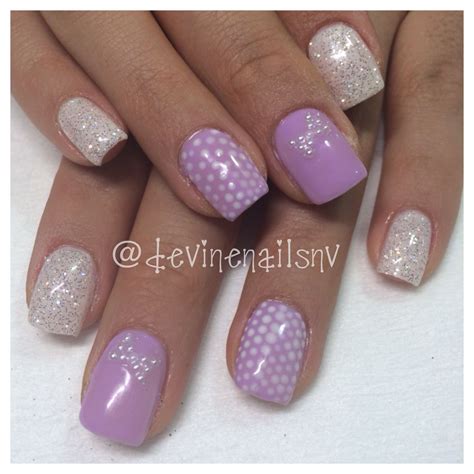 Light Elegance pastel purple gel nails with white diamond glitter and ...