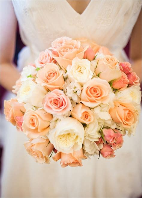 Bridal Bouquet pink peach white roses | Wedding pins my mama picked | Pinterest | Summer, The ...