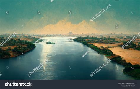 Nile River Pyramids Nature Cloud Sky Stock Illustration 2199046317 | Shutterstock