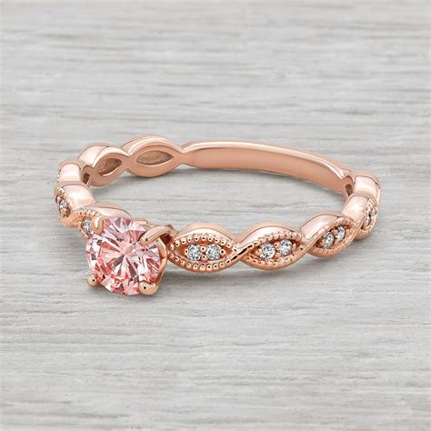 Gorgeous 14K Rose Gold and Pink Diamond (.45ct) Engagement Ring - Pink ...