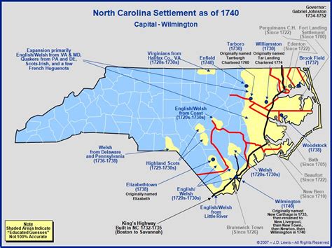 The Royal Colony of North Carolina - The Towns and Settlements in 1740 ...