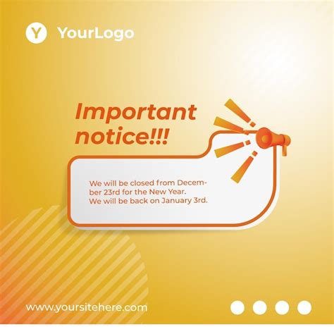 Premium Vector | Social media post template important notice with megaphone icon