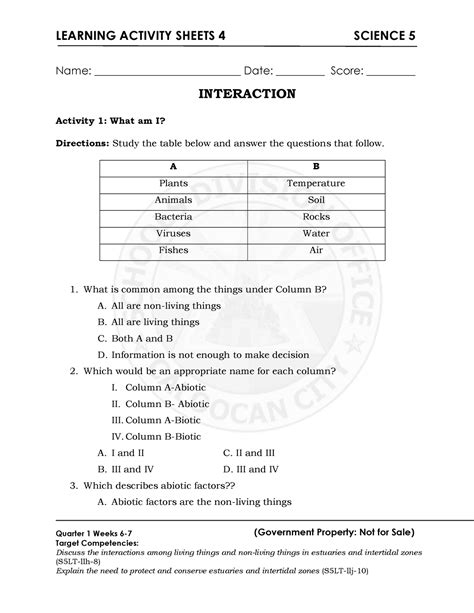 Science 5 Q2 LAS 4 - asdsad - LEARNING ACTIVITY SHEETS 4 SCIENCE 5 ...