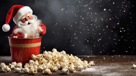 Premium AI Image | A Jolly Santa Claus Enjoying a Bucket of Popcorn on ...