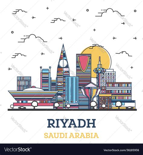 Outline riyadh saudi arabia city skyline Vector Image