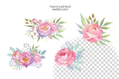 Watercolor Delicate Flowers Design By OllyKo | TheHungryJPEG