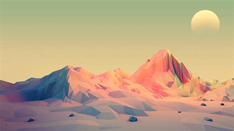 Mark Kirkpatrick, illustration, mountains, Sun, minimalism, low poly HD ...