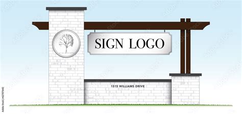 Painted brick architectural monument sign blank Stock Vector | Adobe Stock