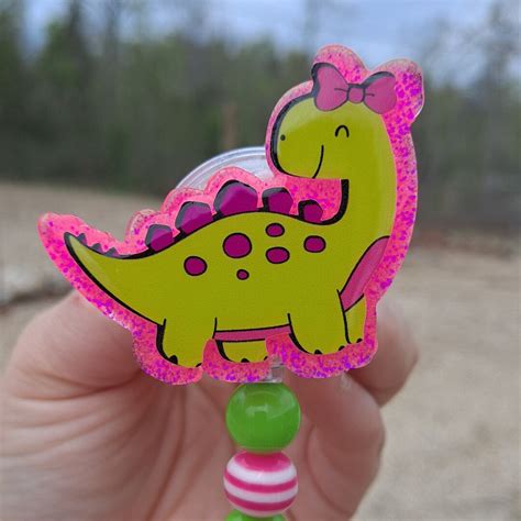 Baby Dinosaur Work Id Badge Reel Holder Clip. - Etsy