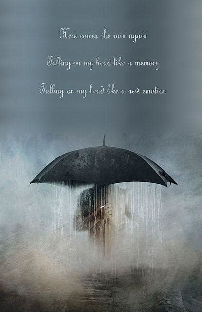 Here comes the rain again, falling on my head like a memory,... | Picture Quotes