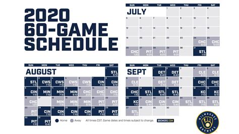 Printable Schedule | Milwaukee Brewers