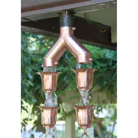 Rain Chain Downspout Doubler, Copper | Rain chain, Copper rain chains, Rain water collection system