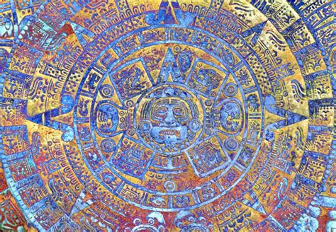 Ancient Mayan Calendar, abstract color Background. — Stock Photo ...