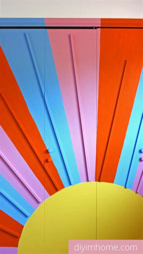 DIY Home Decor - Make this Rainbow Sunburst DIY Closet Door Mural | Diy ...