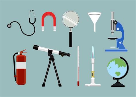 Collection of science study tools set illustration - Download Free ...