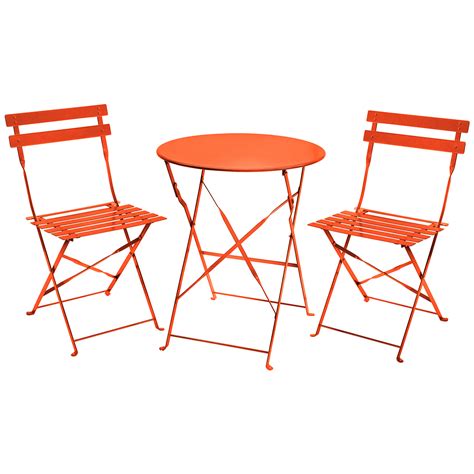 Charles Bentley 3 Piece Metal Bistro Set Garden Patio Table 2 Chairs - 5 Colours