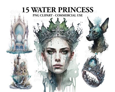 Water Princess Watercolor Clipart, Princess Clipart, PNG Underwater ...