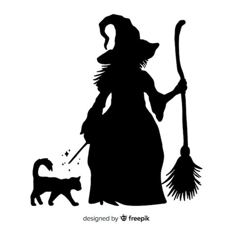 Free Vector | Silhouette of a halloween witch