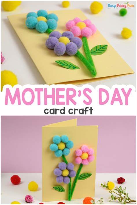 DIY Mother's Day Card - Pom Pom Flowers - Easy Peasy and Fun