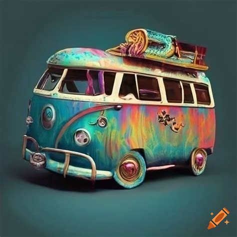 Retro hippie combi van