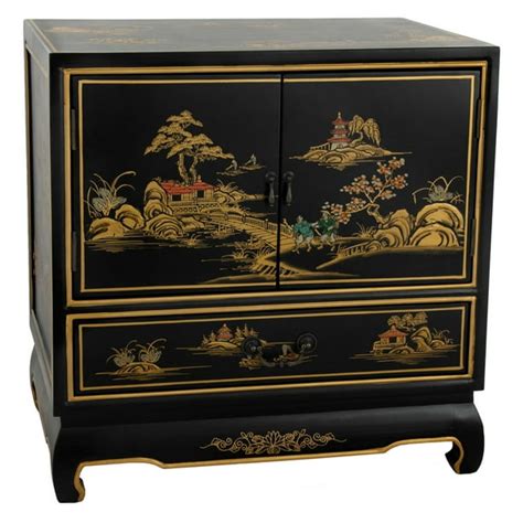 Oriental Furniture Black Lacquer Nightstand - Walmart.com - Walmart.com