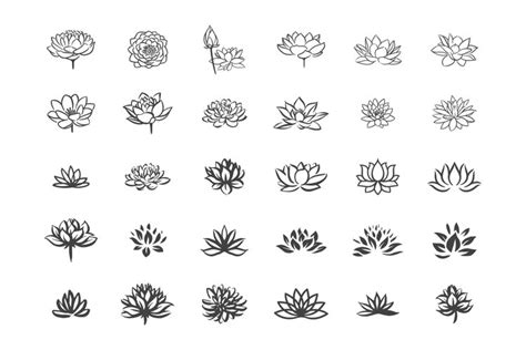 Abstract vector lotus flower symbol icon set.