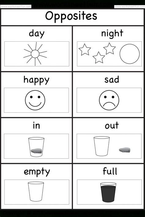 Opposite Activities For Kindergarten