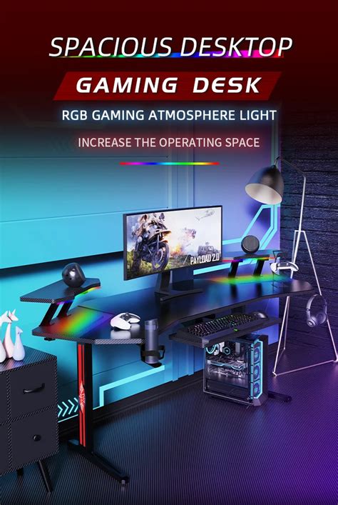 180cm Large Desktop Rgb Gaming Desk Corner E-sports Computer Gaming ...